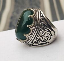 Vintage Stone Ring, Mens Big Ring, Gypsy Ethnic Boho Silver Metal Turkish Ring