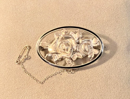 Antique oval white metal - white, rose