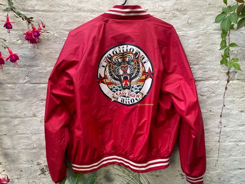 Vintage red satin - red, bomber