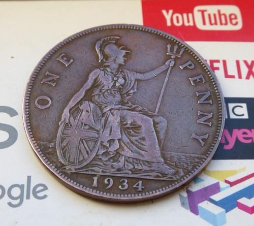 1934 penny one coin - 1934, 1d