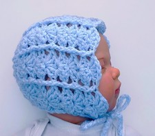 Newborn or reborn baby blue bonnet hand crocheted ?