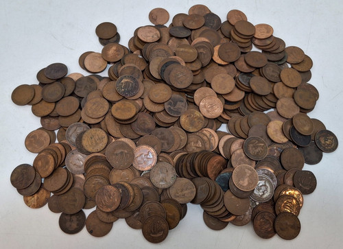 Old uk half pennies - old,