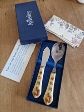 Ansley Orchard Gold Cake Knife And Spoon