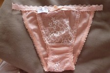 SIZE 6-8 PEACH COLOUR  LACE FRONT MESH TANGA KNICKERS, PANTIES, BRIEFS