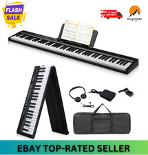 88-Key Foldable Digital Piano Full-size Semi Weighted Keyboard W/ Headphone UK