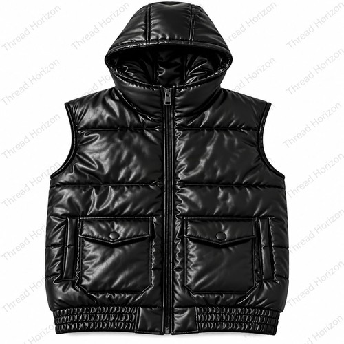 Men black leather hooded - leather,