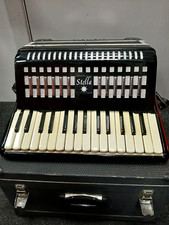 Vintage Stella 38 Accordion - Black & Silver - With Case