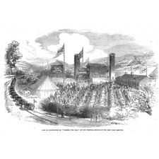 TAFF VALE RAILWAY Winning the Coal Fete on the Rhondda Branch-Antique Print 1851