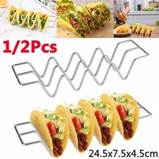 1/2PCS Stianless Steel 4-Slots Taco Holder Kitchen Food Storage Stand Racks