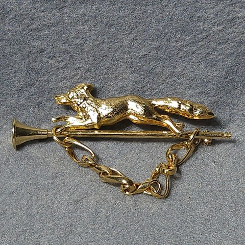 Vintage gold tone fox - gold, &