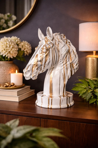 Horse bust gold - gold, home