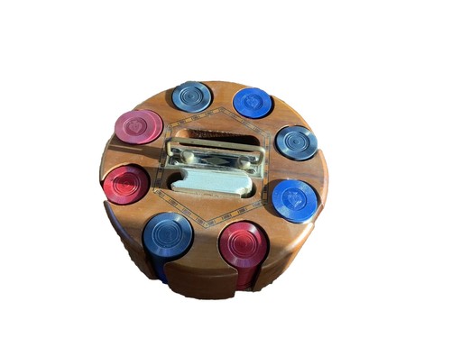 Antique poker chip wood - poker,