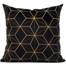 Velvet Cushion Covers with Gold Plaid 18x18'' - Super Luxury Premium Quality