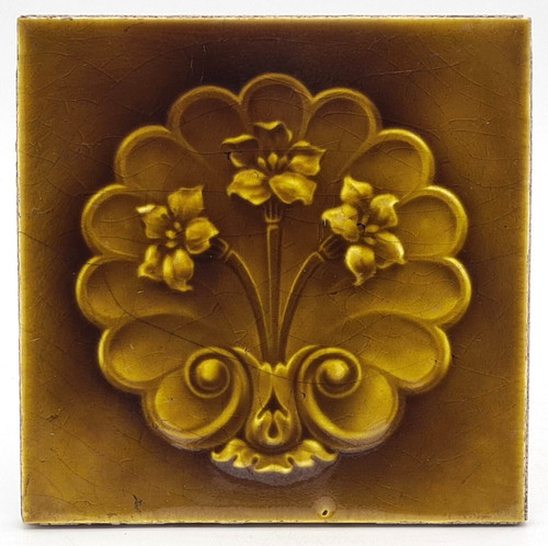 Antique fireplace tile moulded - antique,
