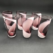 Vintage Fukuoka Tokushu Glass Co Amethyst Swirl 6 Water Glasses 10 ounce Japan