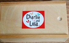 CHARLIE & LOLA Box of 28 Picture wooden DOMINOES in a wooden box