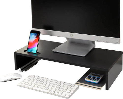 Black wooden monitor single - black,