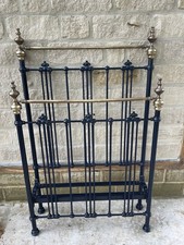 AND SO TO BED SINGLE NOCTURNE INK BLUE METAL BRASS BED & MATTRESS RRP £1869