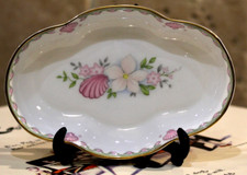 Vintage Coalport Small Porcelain Plate Unusual Shape Flowers Floral