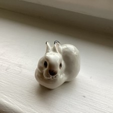 Lomonosov Porcelain Miniature Rabbit Figurine - Vintage Russian - USSR