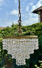 Vintage Crystal Chandelier Metal Frame 4 Tier Waterfall Style Antique Decor