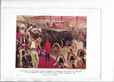 Old Coloured Print 'The Arrival of Her Majesty Queen Alexandra at Paddington..