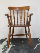 Vintage Farmhouse Style Wooden Smokers Captains Bow Carver or Fireside Armchair