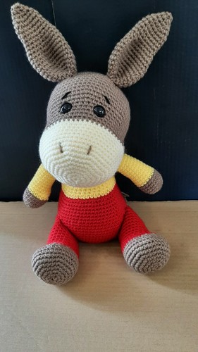 Handmade crocheted donkey toy