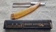 Joseph Rodgers & Sons Army & Navy Straight Cut Throat Razor Restored With Horn