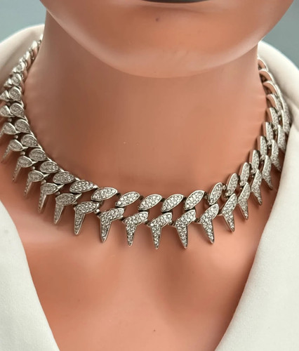 Silver iced out cuban - out, spike
