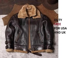 WW2 B3 RAF Brown Mens Bomber Flying Aviator Fur Irvin Shearling Leather Jacket