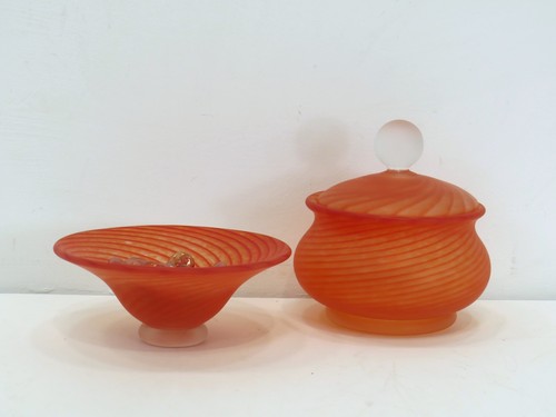 Vintage frosted glass lidded - vintage,