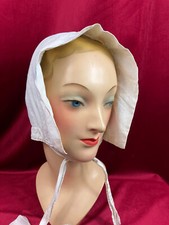 Early 19th C Antique Cotton Twill  Utilitarian Bonnet Regency 1800 - 1830s