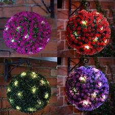 SOLAR TOPIARY BALL LIGHTS 28cm 20 LED LIGHTS DUEL SPHERE GARDEN NEW
