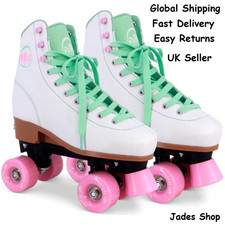Mia Retro Quad Roller Skates Pink Wheels for Kids Girls - Fits UK Sizes 13 - 2