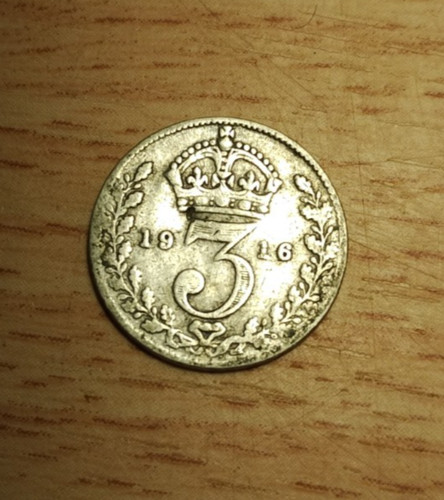 King george 1916 silver 3d - v:,
