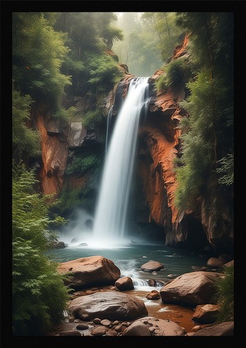 Waterfall beautiful framed - beautiful,