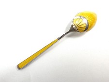 ANTIQUE SILVER & YELLOW ENAMEL COFFEE SPOON HALLMARKED BIRMINGHAM 1903 REF 216/1