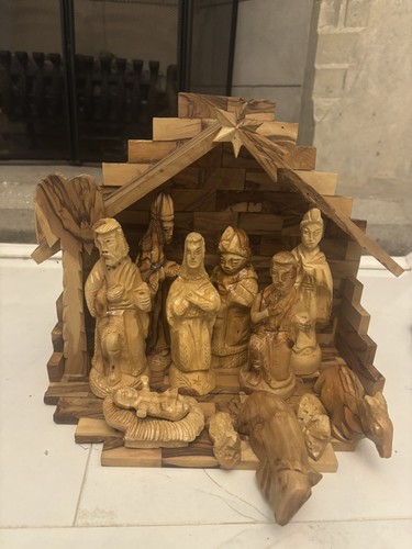Hand carved wooden nativity - hand,
