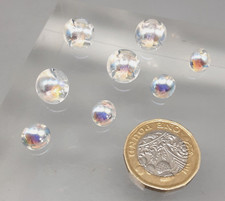8 (4 + 4) Vintage Clear Moulded Glass with Iridescence Buttons - 1.3cm and 9mm