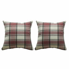 Tartan Check Cushion Covers Set of 2 or 4 Brown Red Pillowcases 16/18/20/22/24"