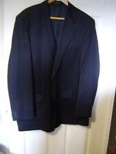 M & S VINTAGE MENS NAVY SUIT FAINT PINK BLUE PIN STRIPE 46 JACKET 42 LG TROUSER