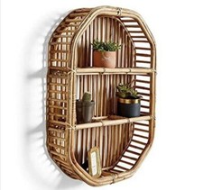 Evelyn Rattan Bamboo Furniture. Wooden Side Table Round Shelf