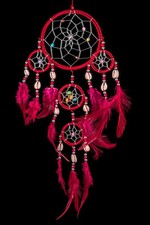 NEW HANDMADE NATIVE AMERICAN INDIAN STYLE DREAM CATCHER RED / dcny11trishellred
