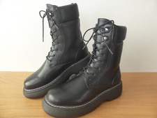 Byron3 Truffle Black Chunky Goth Biker Boots Size 5 BNWOB Mid Calf Tokyo Style
