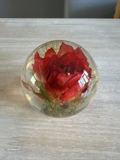 Hafod Grange Resin Paperweight Red Rose Made in Great Britain 1998