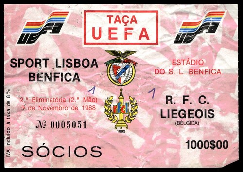 Ticket 1988 benfica - benfica, rfc