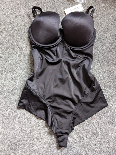 Black satin tummy control - black,