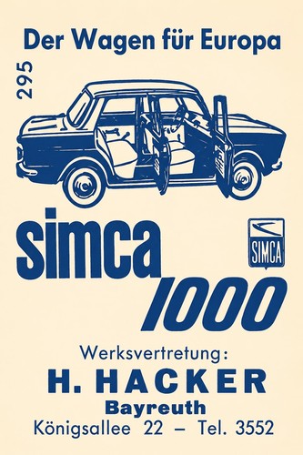 Simca 1000 car poster - car,