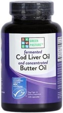 Green Pasture Fermented Cod Liver Oil & Concentrated Butter Oil | 120 Veg Caps